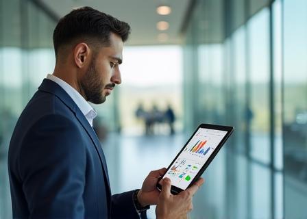 Esperto di business intelligence che analizza dati predittivi